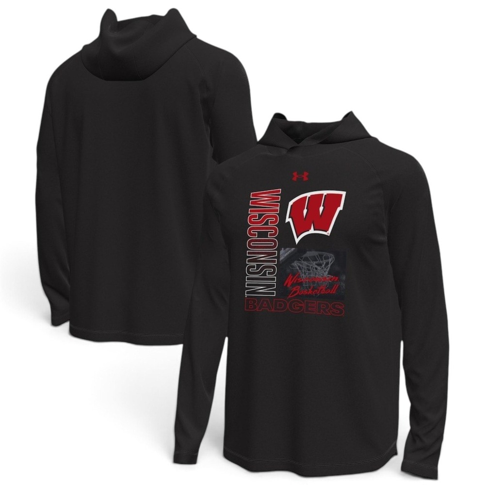 Under Armour Wisconsin Badgers Shooting Shirt Mens XL Long Sleeve Hooded NEW